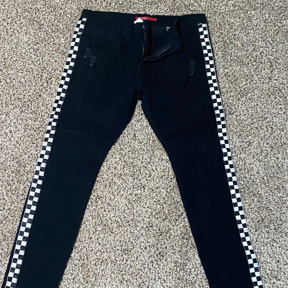 Stylish Black Checkered Men's Jeans